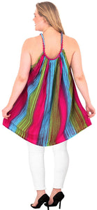 Rayon Loose Hand Tie Dye Casual Short Beach Top Evening Caftan Green 14 - 18W