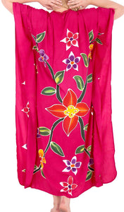 Women's Beachwear Sleeveless Rayon Cover up Dress Casual Caftans Multi D_Pink
