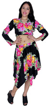 Load image into Gallery viewer, la-leela-beach-cover-ups-likre-floral-printed-long-sleeve-top-skirt
