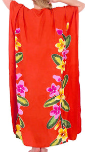 Women's Beachwear Swimwear Rayon Cover ups Aloha Swimsuit Caftans Multi Red