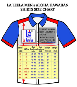 LA LEELA Shirt Casual Button Down Short Sleeve Beach Shirt Men Embroidered 189