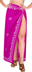 LA LEELA Women Beachwear Sarong Bikini Cover up Wrap Dress Solid 1 ONE Size