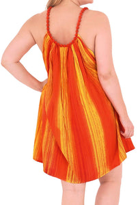 Women's Swimwear Beach Dress Hand Tie Dye Purple Evening Dress Cover up Yellow