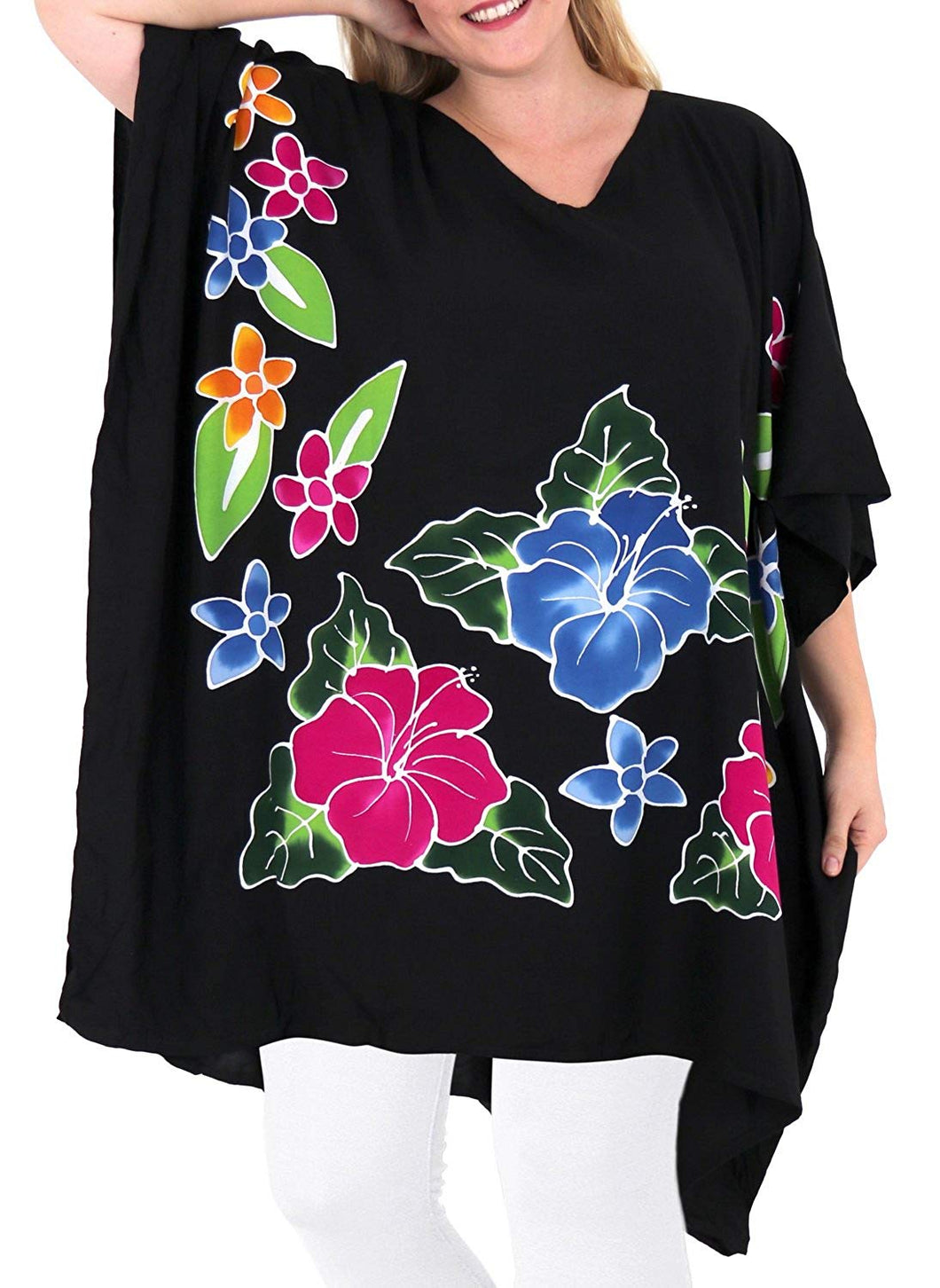 Women's Beachwear Loose Fit Plus Size Blouse Loose Casual Top Black 14 - 18