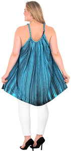 Rayon Tie Dye Women's Beachwear Loose Fit Casual Caftan Top Turquoise 14 - 18W