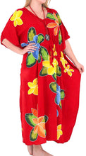 Load image into Gallery viewer, Women&#39;s Beachwear Sleeveless Rayon Cover up Dress Casual Caftans Multi  Red