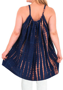 Women's Beachwear Loose Fit Plus Size Blouse Tunic Casual Casuals Blue 14 - 16W