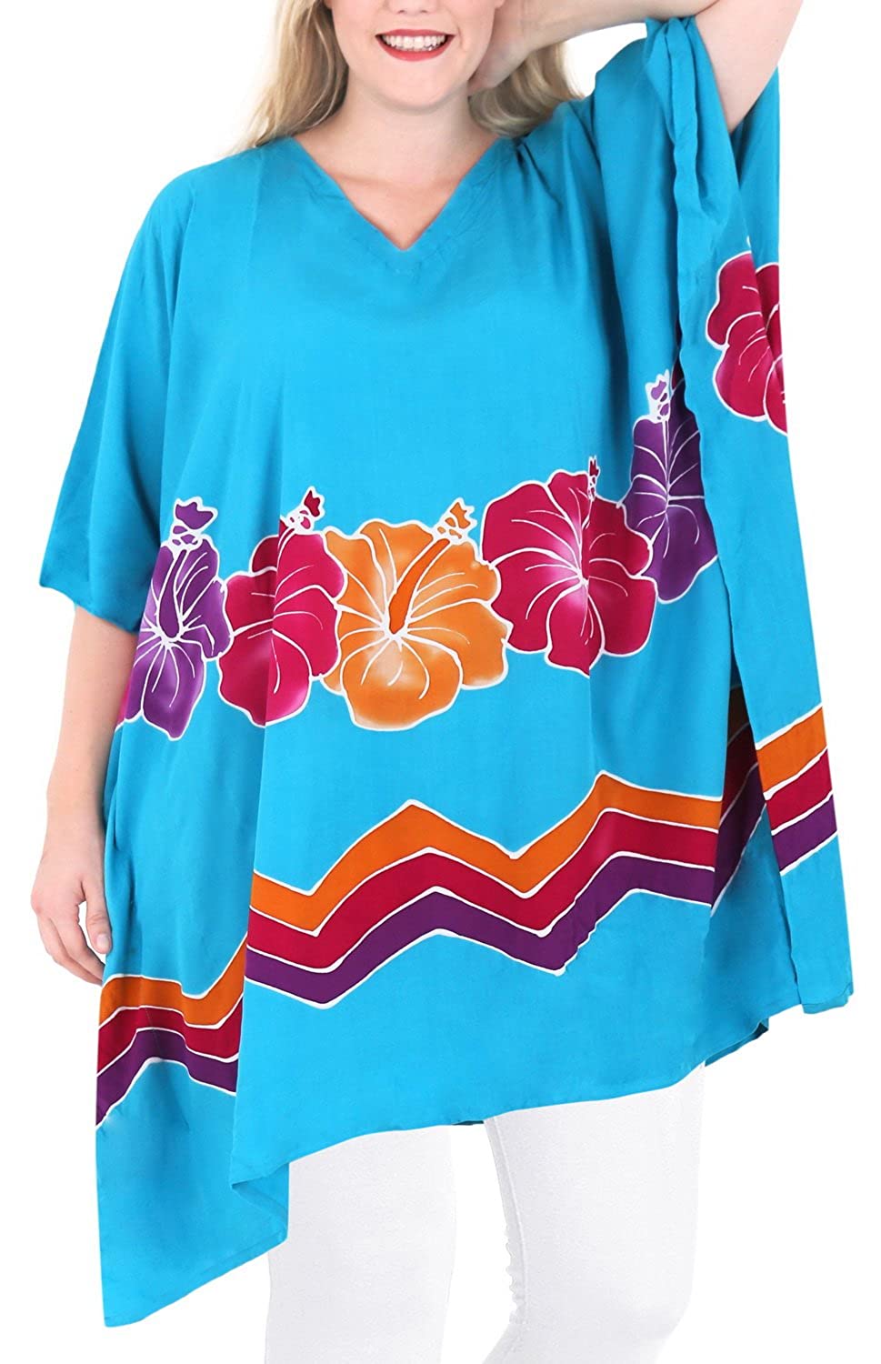 Women's Beachwear Loose Fit Plus Size Kimono Blouse  Casuals Turquoise 14 - 18