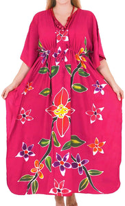 Women's Beachwear Sleeveless Rayon Cover up Dress Casual Caftans Multi D_Pink