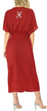 Load image into Gallery viewer, la-leela-rayon-solid-drawstring-dress-osfm-14-30-l-5x-red_3595