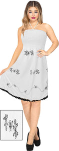 LA LEELA Rayon Solid Sundresses Luau Coverup  Womens White 2053 One Size