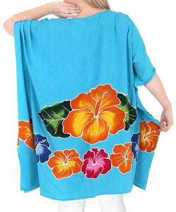 Women's Designer Tunic Beachwear Plus Loose Fit Casual Top Turquoise 14 - 18