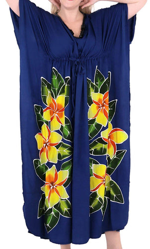 Women's Beachwear Sleeveless Rayon Cover up Dress Casual Caftans Multi Blue