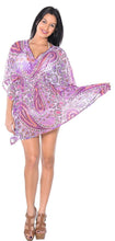 Load image into Gallery viewer, LA LEELA Chiffon Printed Sundress Girl Cover Up OSFM 8-18 [M-XL] Purple_5051