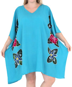 Women's Loose Sundress Beachwear Plus Size Evening Casual Cover ups Turquoise