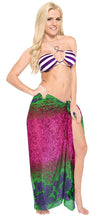 Load image into Gallery viewer, LA LEELA Women Bikini Cover up Wrap Swimwear Sarong Satin_Stripe ONE Size