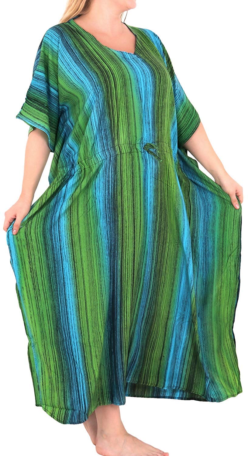 Women's Tie Dye Beachwear Swimwear Rayon Swimsuit Caftan Multi Cover ups Green