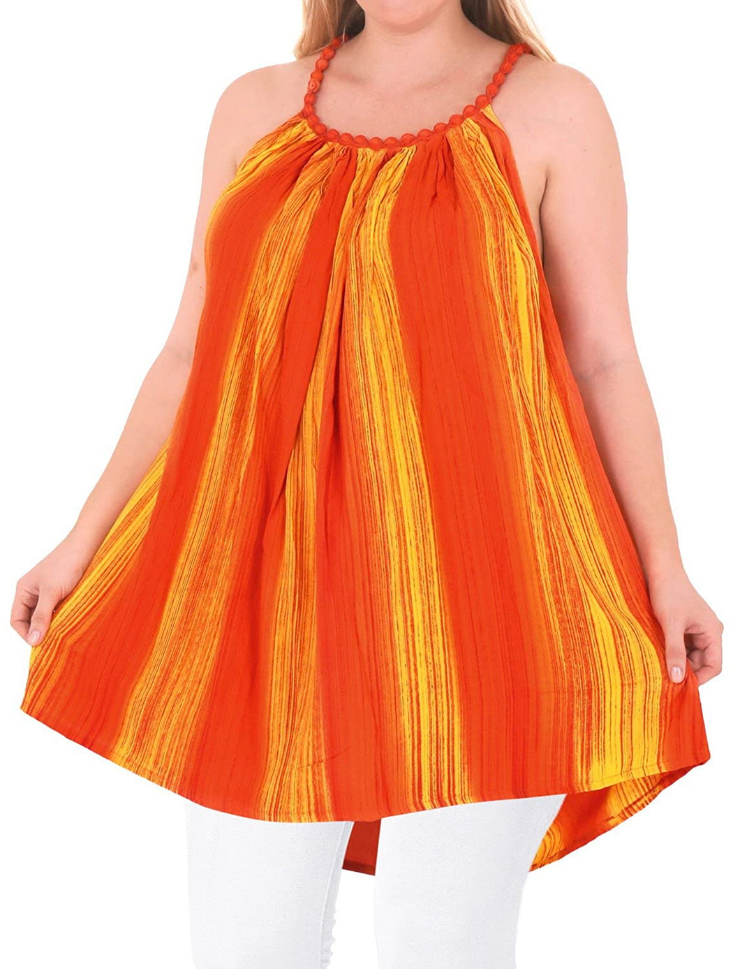 Women's Swimwear Beach LOOSE Hand Tie Dye Purple Evening LOOSE Cover ups Yellow