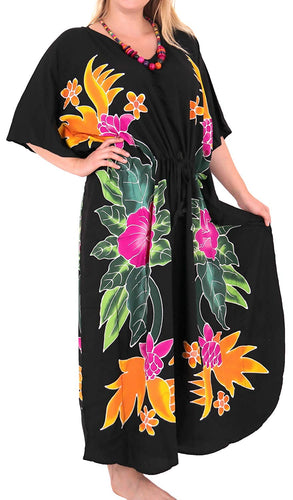 Women's Beachwear Swimwear Rayon Evening Swimsuit Caftan Loose Cover ups Black