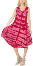 Load image into Gallery viewer, La Leela Smooth Rayon Swirl Hand Tie dye Embroidered Casual Short Beach Dress