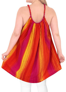 Women's Loose Fit Beach Top Hand Tie Dye Purple Casual Evening Orange 14 - 18W