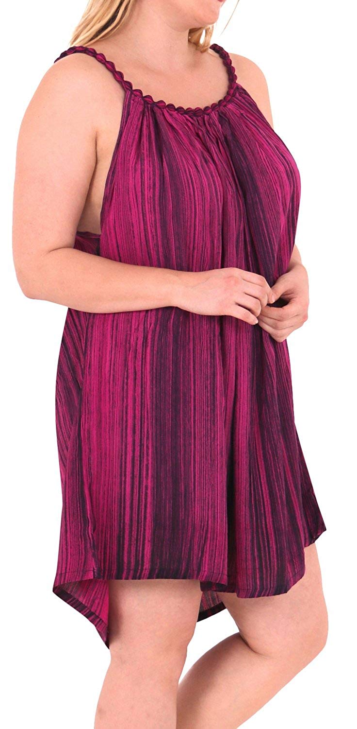 Rayon Swimwear Tie Dye Casual Short Beach Dress Evening Caftan Cover up Purple