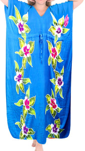 Women's Beachwear Sleeveless Rayon Evening Casual Caftan Casual Cover up Blue