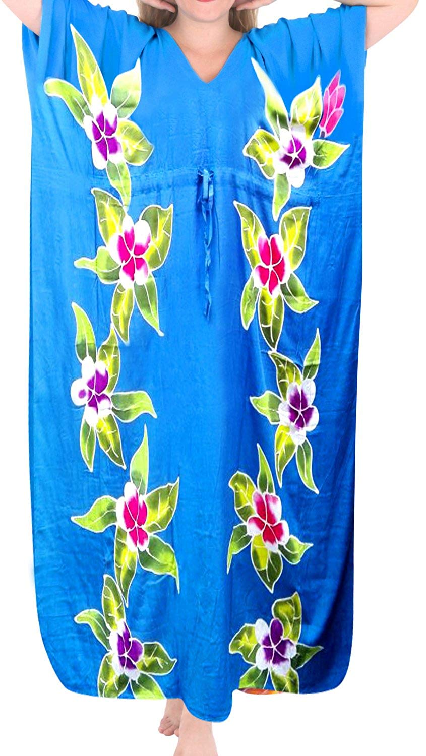 Women's Beachwear Sleeveless Rayon Evening Casual Caftan Casual Cover up Blue