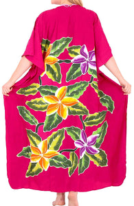 Women's Beachwear Swimwear Rayon Cover ups Aloha Swimsuit Caftans Multi Pink
