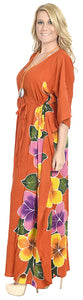 LA LEELA Printed Long Maxi Dress Plus Size Swimwear Bathing Suit Cover up Caftan