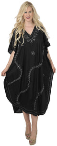 LA LEELA Cotton Batik 1 Women's Kaftan Nightgown Beachwear Cover up Style Dress