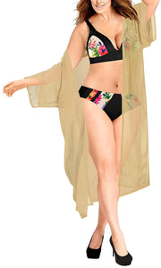 LA LEELA Cover ups Beach Bikini Swimwear Swimsuit Kimono Dress Womens Solid