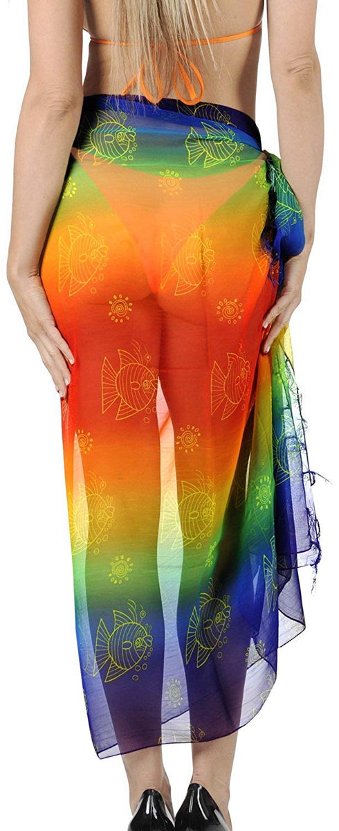 LA LEELA Beach Bikini Cover up Wrap Women Sarong Multicolor ONE Size ...