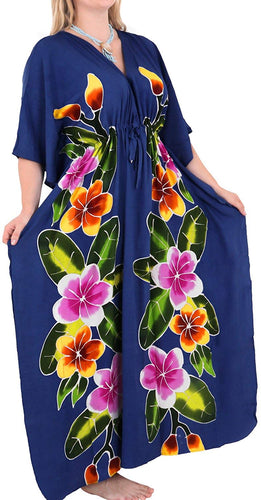 Women's Beachwear Sleeveless Rayon Cover up Dress Casual Caftans Multi  Blue