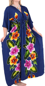 Women's Beachwear Sleeveless Rayon Cover up Dress Casual Caftans Multi  Blue
