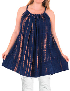 Women's Beachwear Loose Fit Plus Size Blouse Tunic Casual Casuals Blue 14 - 16W