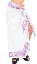 Load image into Gallery viewer, la-leela-rayon-swimwear-aloha-wrap-women-beach-sarong-solid-72x42-white_5937