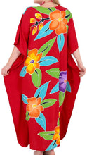 Load image into Gallery viewer, Women&#39;s Beachwear Sleeveless Rayon Cover up Dress Casual Caftans Multi  Red