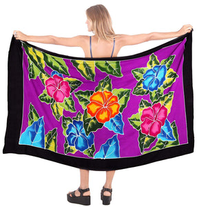 LA LEELA Swimsuit Cover-Up Sarong Beach Wrap Skirt Hawaiian Sarongs for Women Plus Size Large Maxi EJ