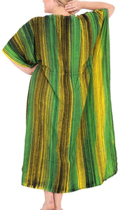 Women's Tie Dye Beachwear Sleeveless Rayon Casual Caftan Kimono Cover up Green