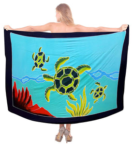 LA LEELA Swimsuit Cover-Up Sarong Beach Wrap Skirt Hawaiian Sarongs for Women Plus Size Large Maxi EF