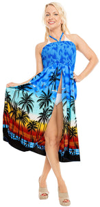 LA LEELA Women Boho Beachwear Summer Relaxed Aloha Party Tube Sun Dress Casual
