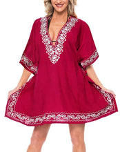 Load image into Gallery viewer, la-leela-swimsuit-beach-wear-embroidery-bikini-cover-up-women-summer-dress
