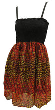 Load image into Gallery viewer, la-leela-chiffon-sheer-butterfly-printed-strap-smocked-short-tube-dress