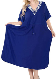Long Kimono Loose Beach Swimwear Swimsuit Bikini Cover up Caftan Maxi Dress L-5X