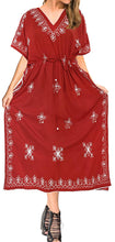 Load image into Gallery viewer, la-leela-rayon-solid-drawstring-dress-osfm-14-30-l-5x-red_3595