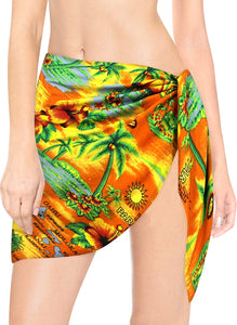 LA LEELA Women Beachwear Bikini Cover up Wrap Pareo Dress Swimwear Mini Sarong 2