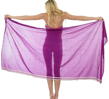 Load image into Gallery viewer, la-leela-cotton-swimsuit-cover-up-long-dress-sarong-solid-78x39-violet_2144