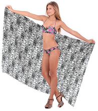 Load image into Gallery viewer, LA LEELA Cotton Swimwear Towel Women Wrap Sarong Printed 72&quot;X42&quot; Black_1925