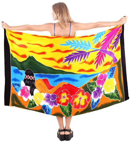 LA LEELA Womens Beach Swimsuit Cover Up Sarong Swimwear Cover-Up Wrap Skirt Plus Size Large Maxi FK